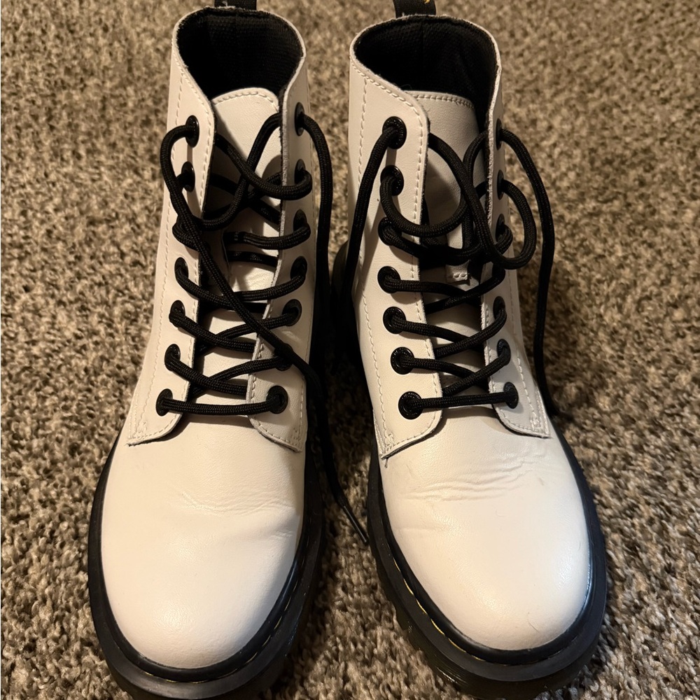 Dr. Martens White Combat Boots with Black Laces